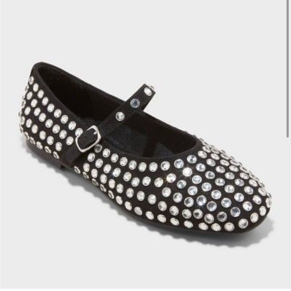 a new day Shoes - NWT Black Rhinestone Mary Jane Ballet Flats